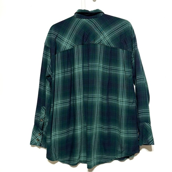J. Jill Blue Green Plaid Button Up Long Sleeve Shirt soft Cozy Lined Pockets S - Picture 6 of 10